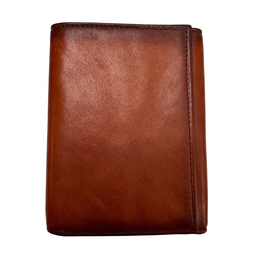 VINTAGE L'Aiglon Paris New York Antelope Leather Trifold Wallet Cognac Brown